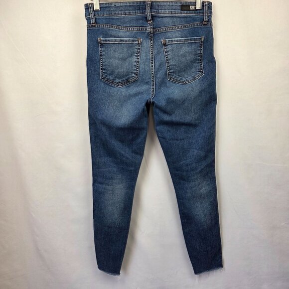 Kut From The Kloth High-Rise Skinny Jeans Frayed Hem Medium Wash Size 6 - Picture 2 of 12